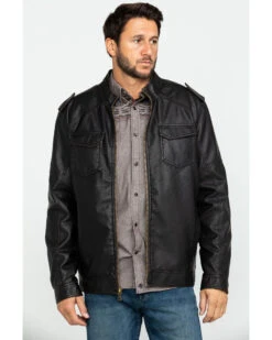 Cody James Men's Backwoods Distressed Faux Leather Moto JacketĀ