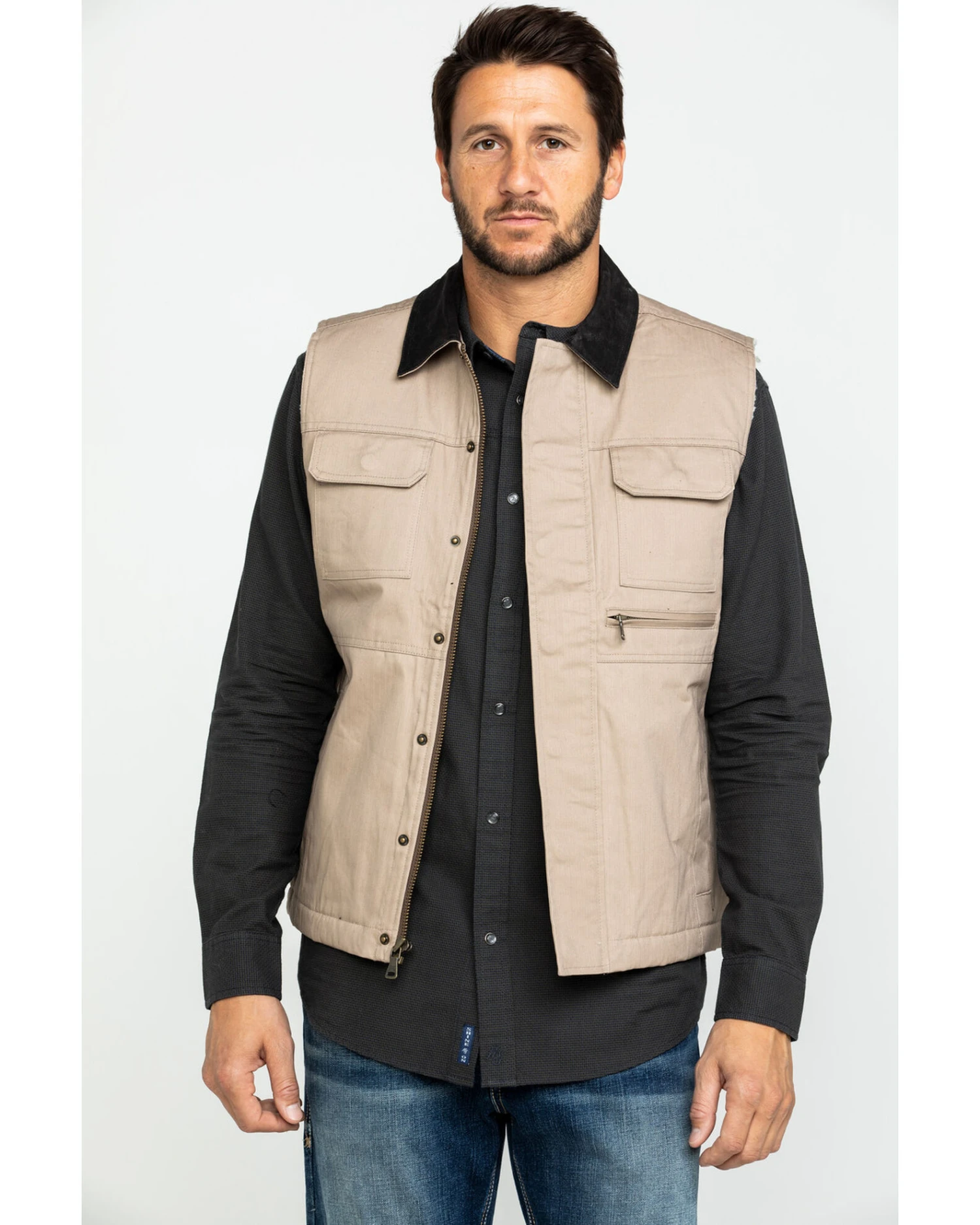 Cody James Men's Tan Ranchero Timberwolf Canvas Vest 4 Cody James Men's Tan Ranchero Timberwolf Canvas Vest - Image 2