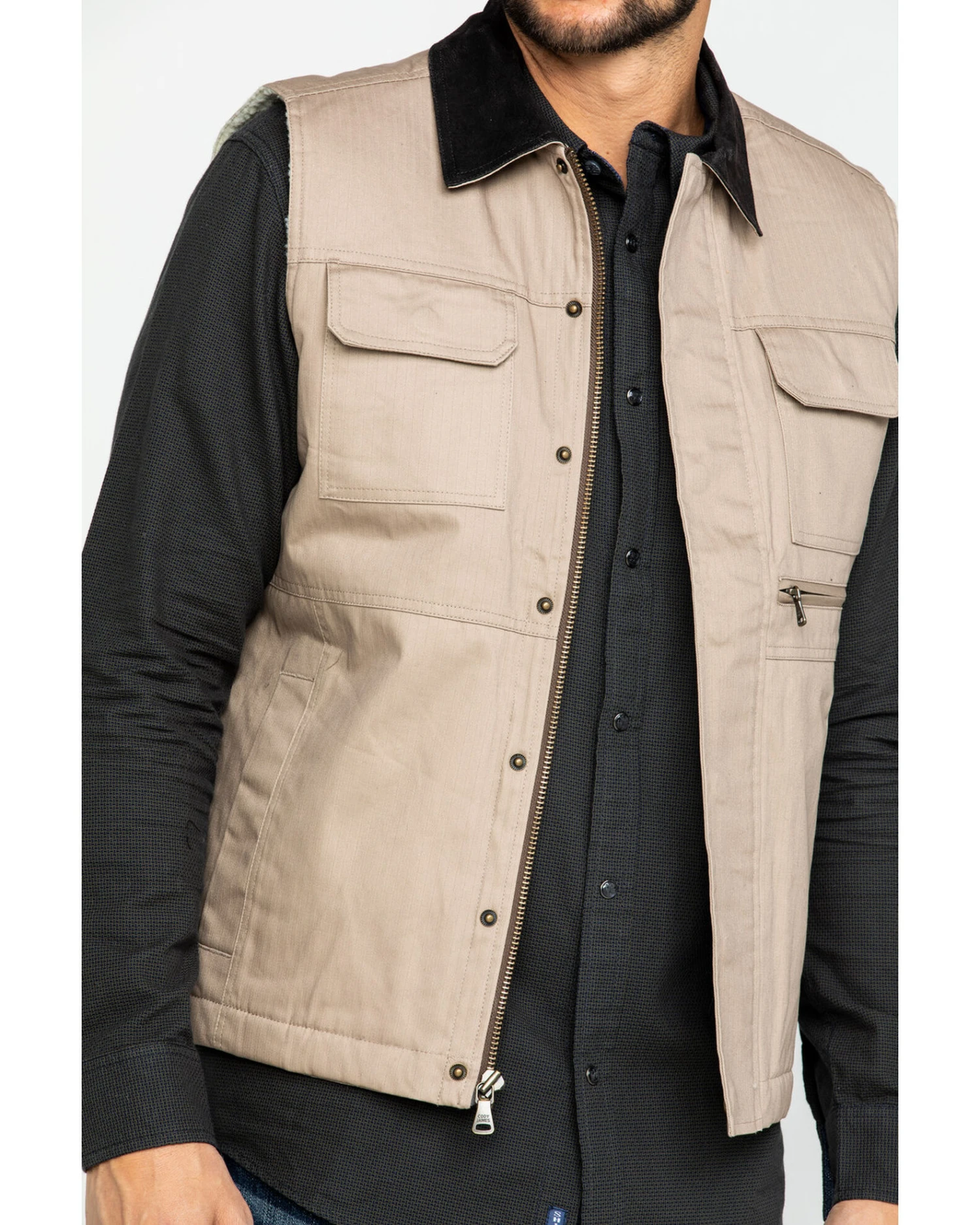 Cody James Men's Tan Ranchero Timberwolf Canvas Vest 7 Cody James Men's Tan Ranchero Timberwolf Canvas Vest - Image 5