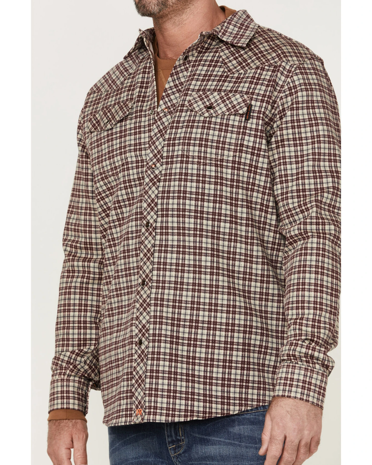Cody James Men's FR Small Plaid Print Long Sleeve Pearl Snap Work Shirt 5 Cody James Men's FR Small Plaid Print Long Sleeve Pearl Snap Work Shirt - Image 3