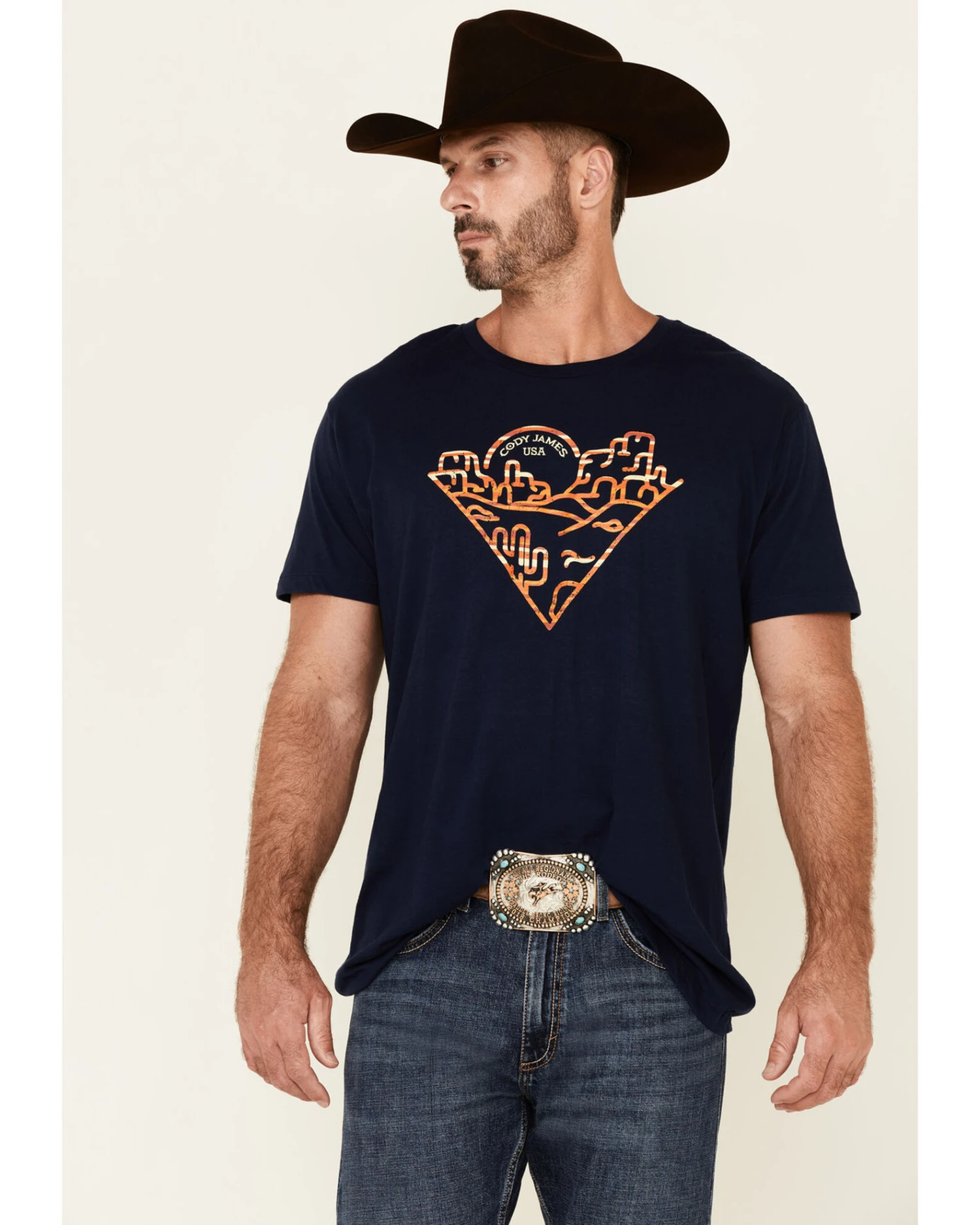 Cody James Men's Navy Poncho Desert Graphic Short Sleeve T-Shirt 3 Cody James Men's Navy Poncho Desert Graphic Short Sleeve T-Shirt
