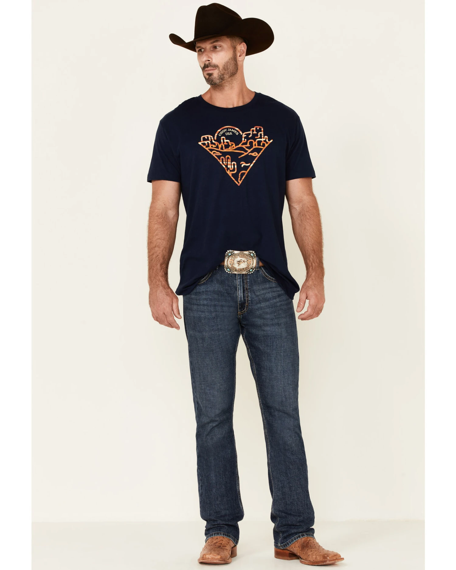 Cody James Men's Navy Poncho Desert Graphic Short Sleeve T-Shirt 4 Cody James Men's Navy Poncho Desert Graphic Short Sleeve T-Shirt - Image 2