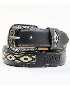 Cody James Men's Black Southwestern Center Inlay Western Belt