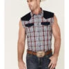Cody James Men's Anthem Plaid Bubba Sleeveless Snap Western Shirt   -Cody James 2000359538 100 P1