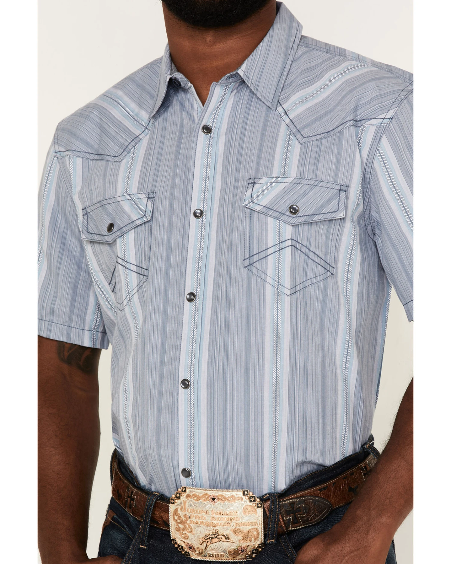 Cody James Men's Springs Vertical Stripe Short Sleeve Snap Western Shirt 5 Cody James Men's Springs Vertical Stripe Short Sleeve Snap Western Shirt - Image 3