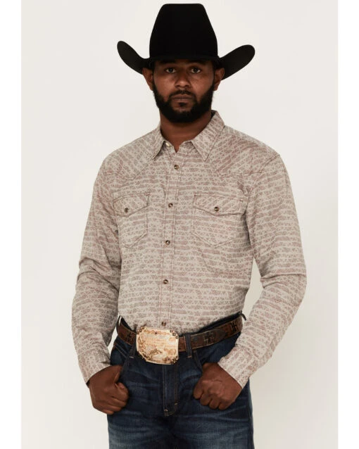 Cody James Men's Century Southwestern Jacquard Print Long Sleeve Snap Western Shirt 