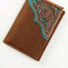 Cody James Men's Turquoise Underlay & Brown Tooled Trifold Wallet -Cody James 2000372920 200 P1