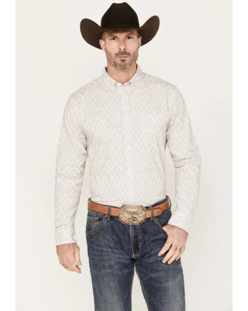 Cody James Men's Accent Geo Print Long Sleeve Button Down Shirt 