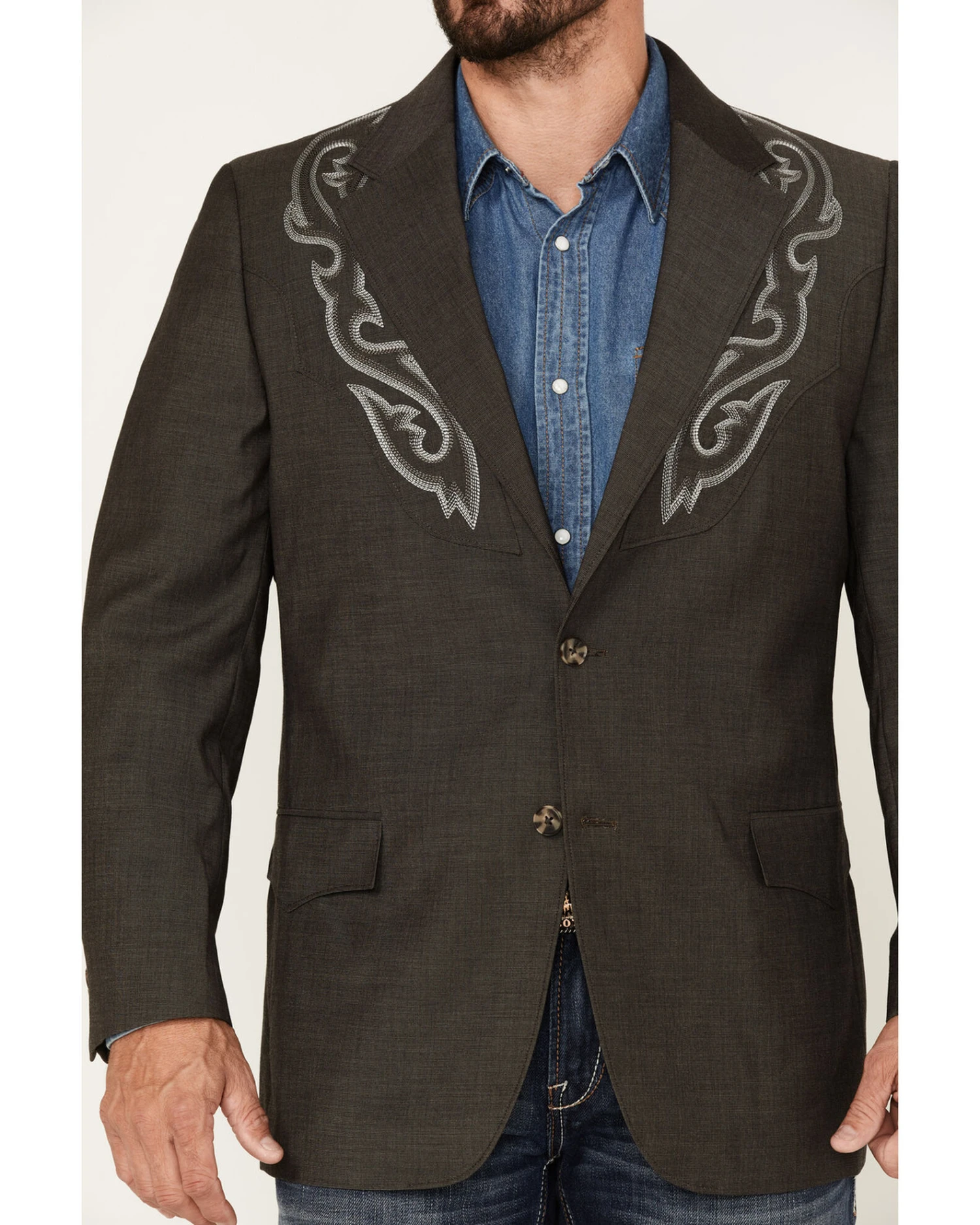 Cody James Men's Memphis Embroidered Boot Stitch Blazer 4 Cody James Men's Memphis Embroidered Boot Stitch Blazer - Image 3
