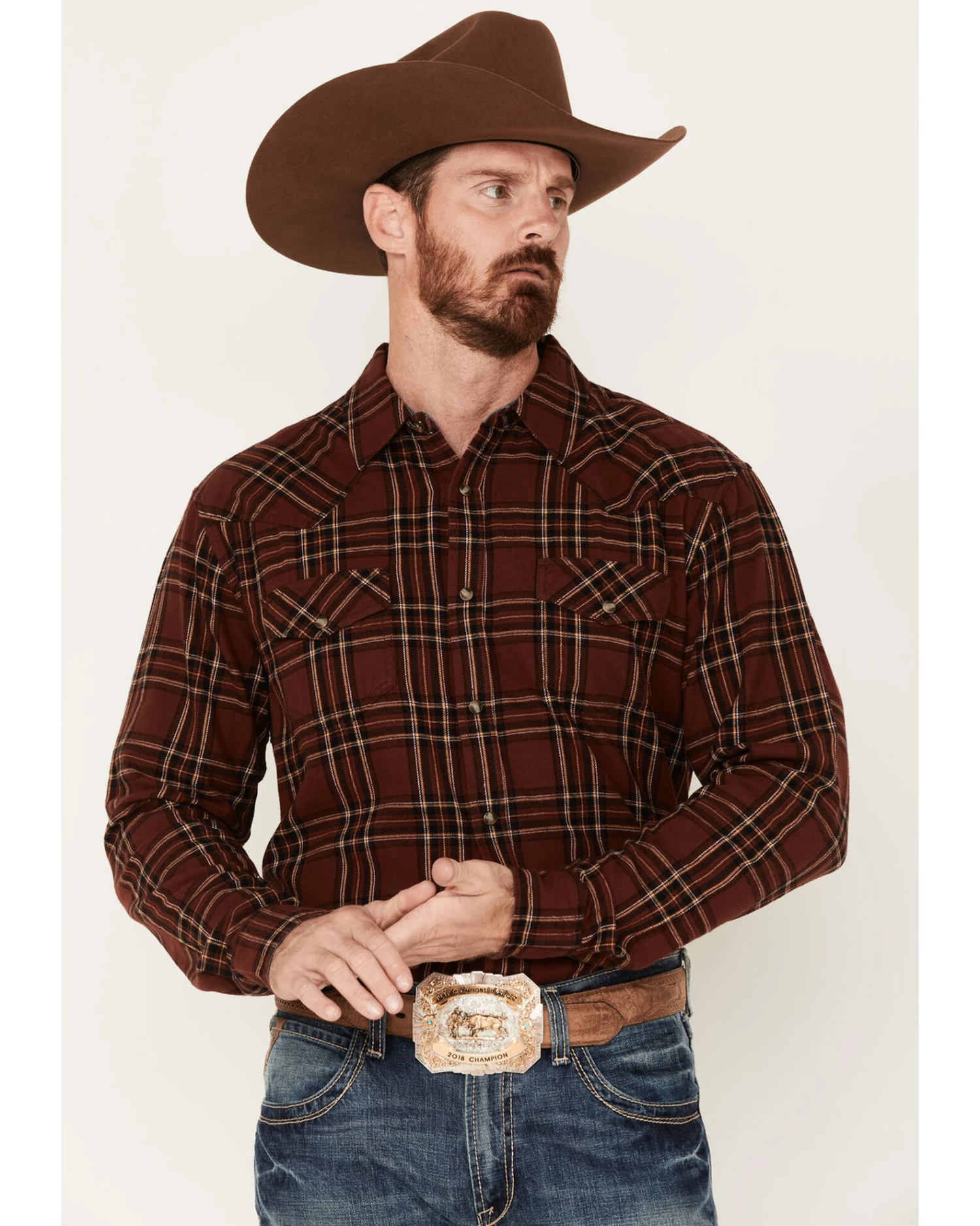 Cody James Men's Rusty Spur Plaid Print Long Sleeve Snap Western Flannel Shirt 3 Cody James Men's Rusty Spur Plaid Print Long Sleeve Snap Western Flannel Shirt