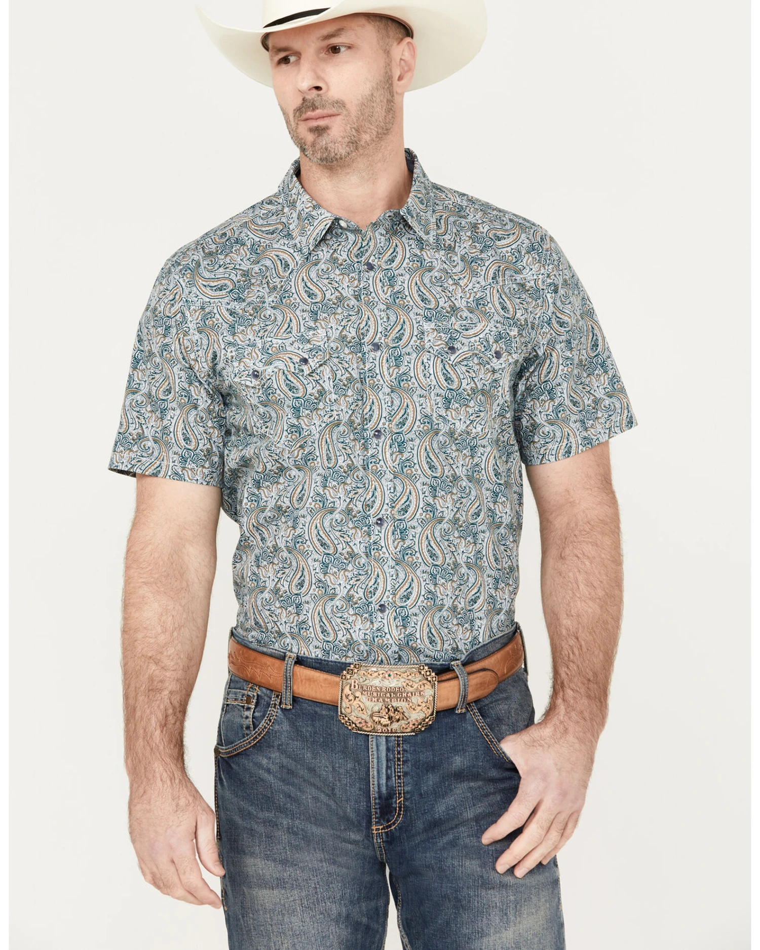 Cody James Men's Crazy Days Paisley Print Short Sleeve Western Snap Shirt 3 Cody James Men's Crazy Days Paisley Print Short Sleeve Western Snap Shirt