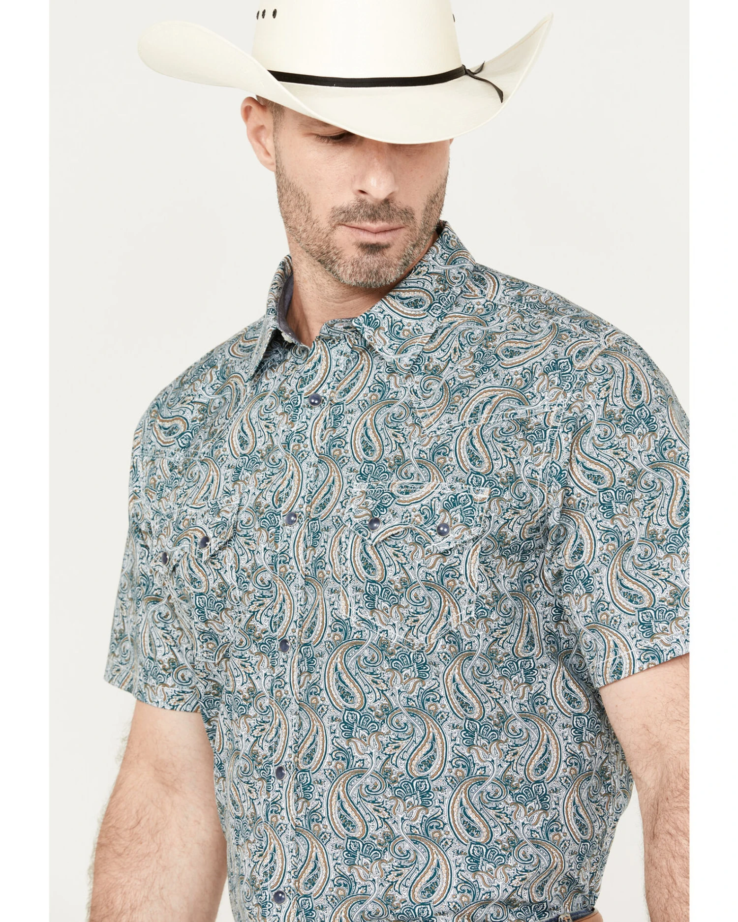 Cody James Men's Crazy Days Paisley Print Short Sleeve Western Snap Shirt 4 Cody James Men's Crazy Days Paisley Print Short Sleeve Western Snap Shirt - Image 2