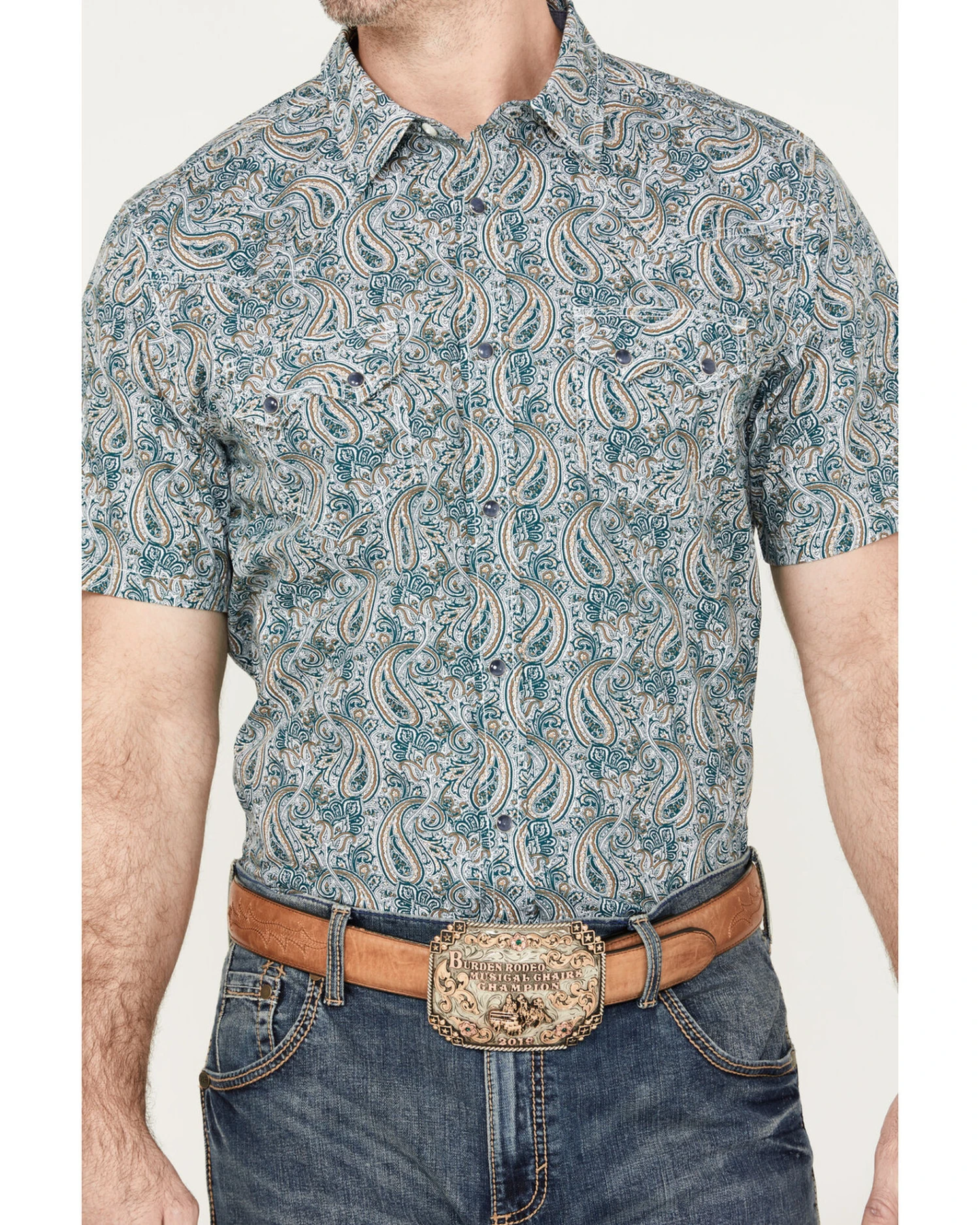 Cody James Men's Crazy Days Paisley Print Short Sleeve Western Snap Shirt 5 Cody James Men's Crazy Days Paisley Print Short Sleeve Western Snap Shirt - Image 3