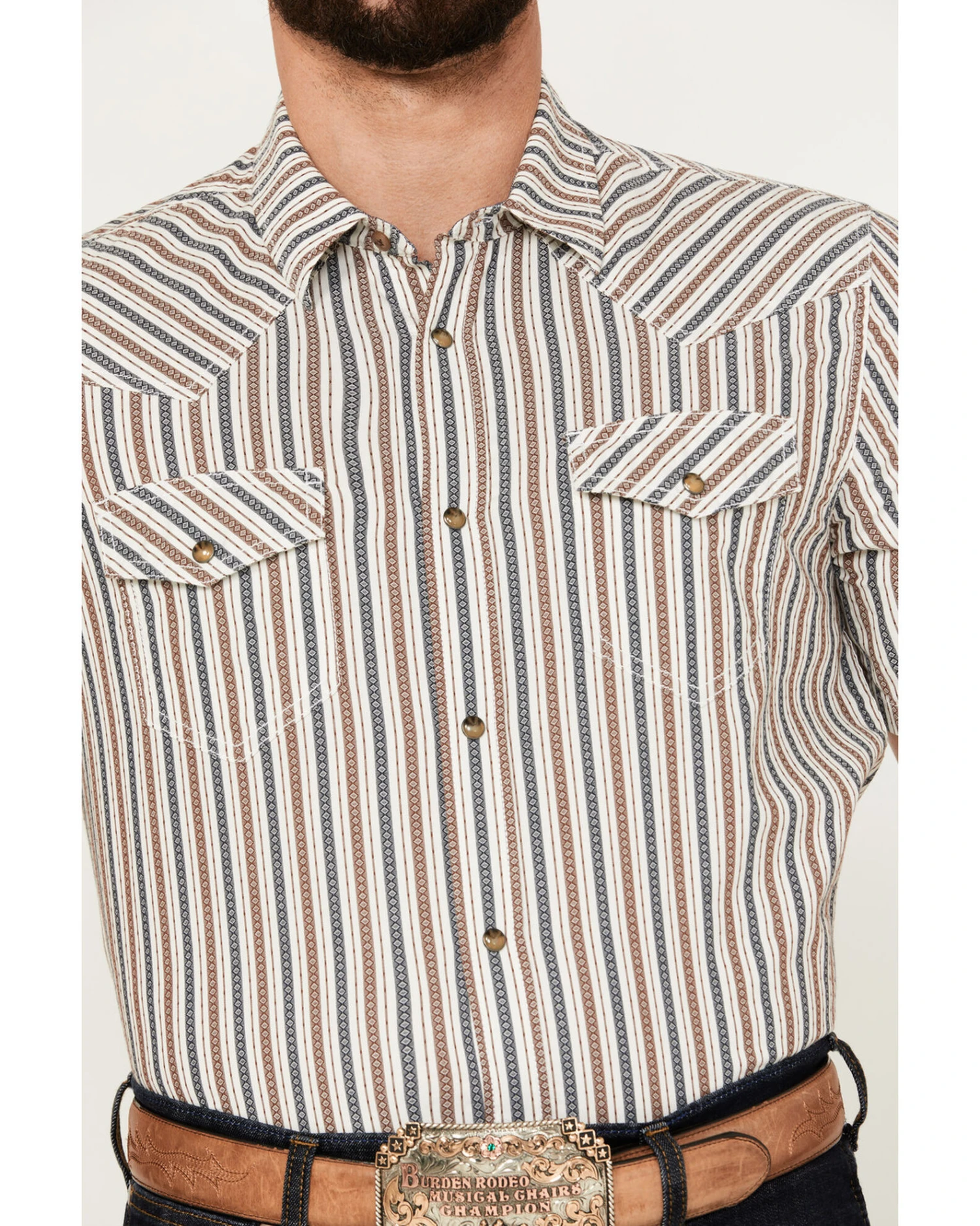 Cody James Men's Tie Down Striped Short Sleeve Western Snap Shirt 5 Cody James Men's Tie Down Striped Short Sleeve Western Snap Shirt - Image 3