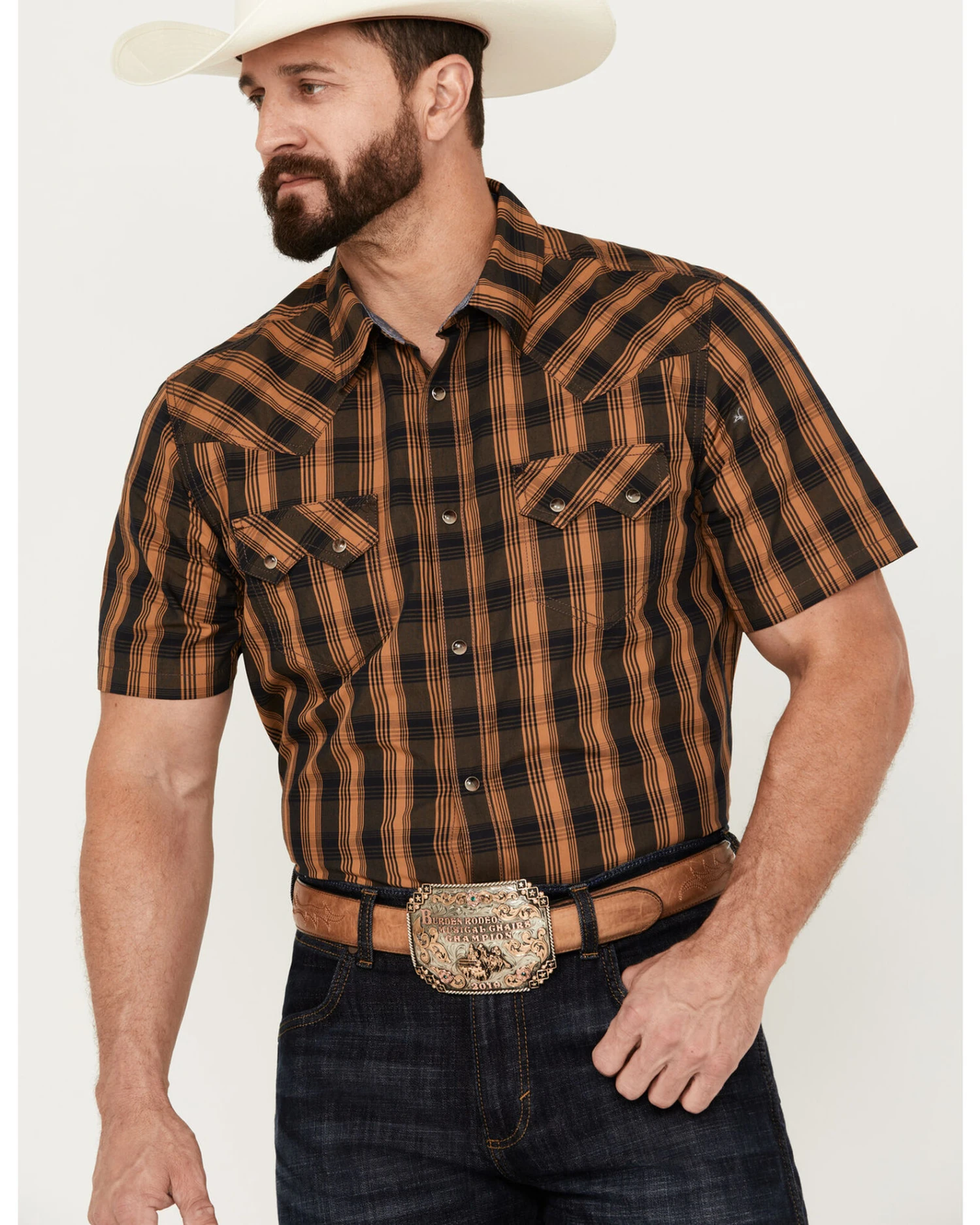 Cody James Men's Caliente Small Plaid Print Short Sleeve Western Snap Shirt 3 Cody James Men's Caliente Small Plaid Print Short Sleeve Western Snap Shirt