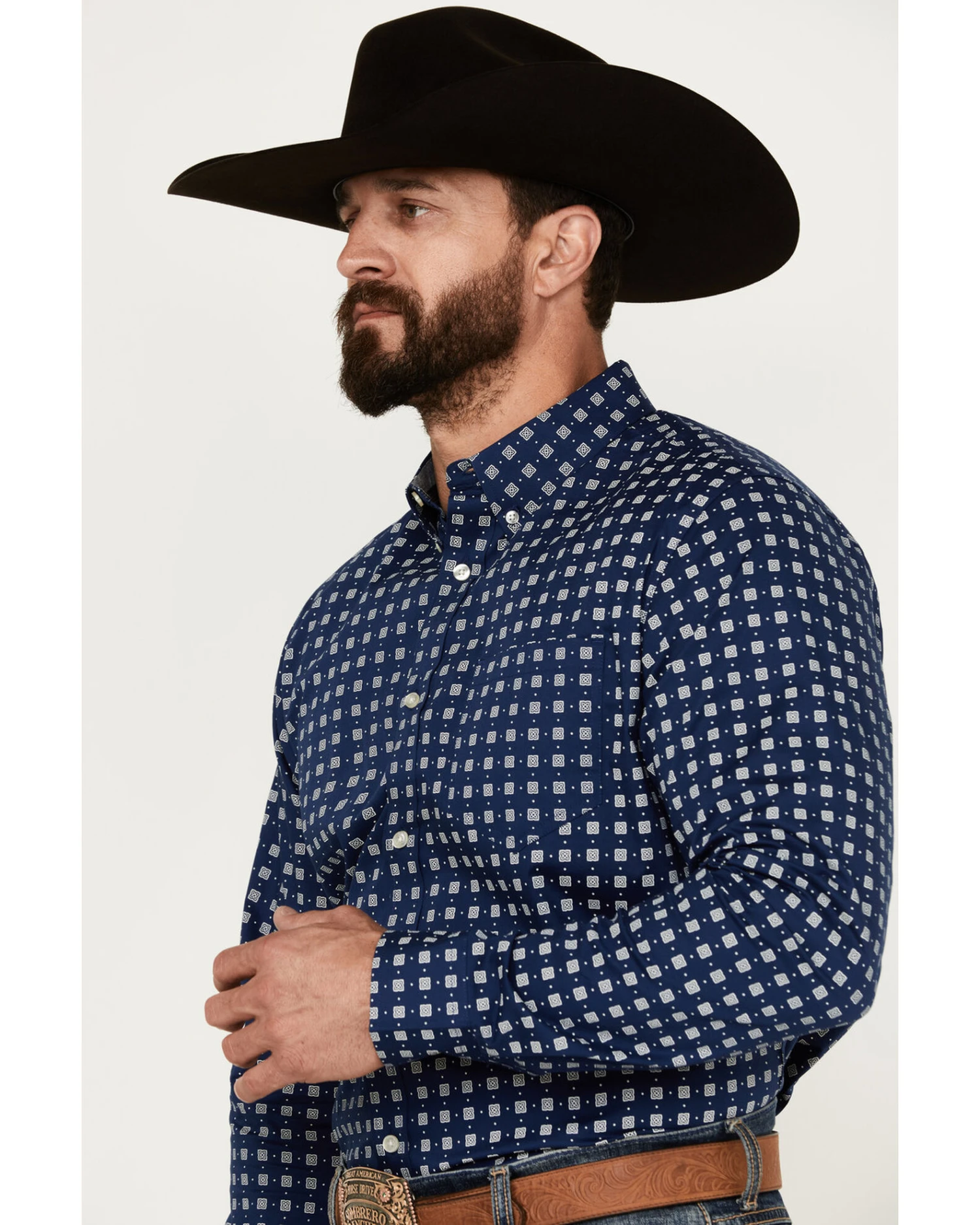 Cody James Men's Rough Road Geo Print Long Sleeve Stretch Button-Down Western Shirt - Big 4 Cody James Men's Rough Road Geo Print Long Sleeve Stretch Button-Down Western Shirt - Big - Image 2